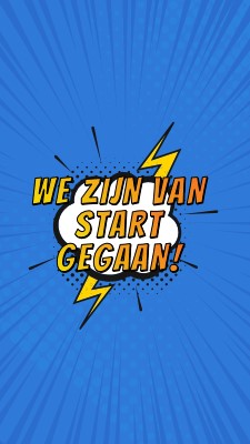 We zijn van start gegaan! blue modern-bold