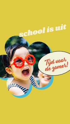 School is uit, zwembad is binnen yellow whimsical-color-block