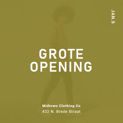 Opening kledingwinkel green modern-bold