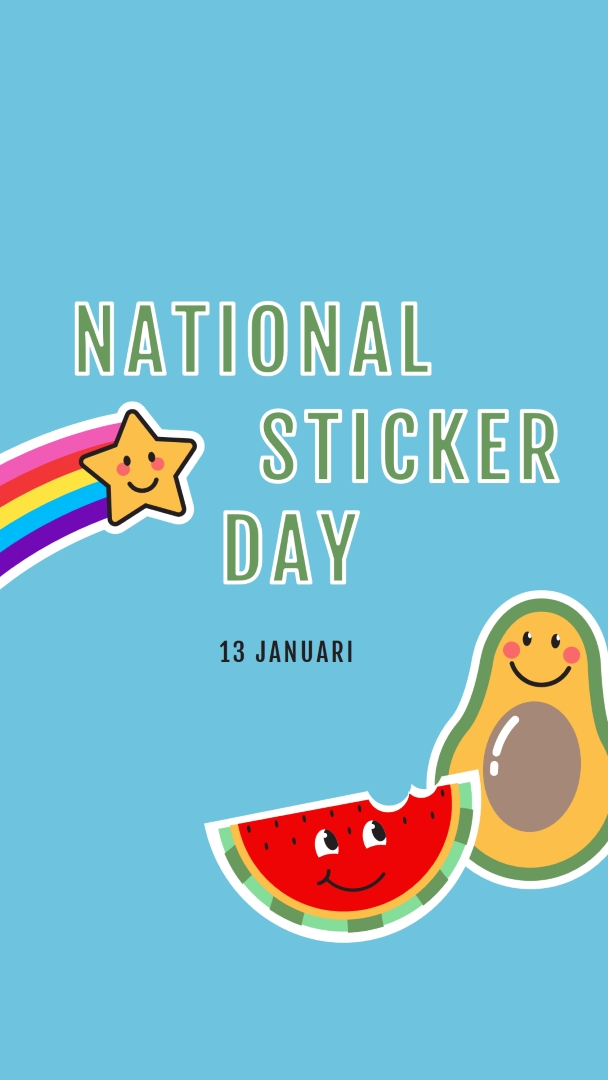 Gelukkige nationale stickerdag blue whimsical-color-block