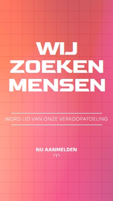 We zijn aan het inhuren - doe mee! pink simple,bold,gradient,grid,minimal,bright