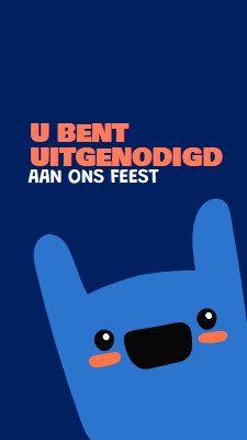 U bent uitgenodigd voor ons feest blue whimsical,bold,monster