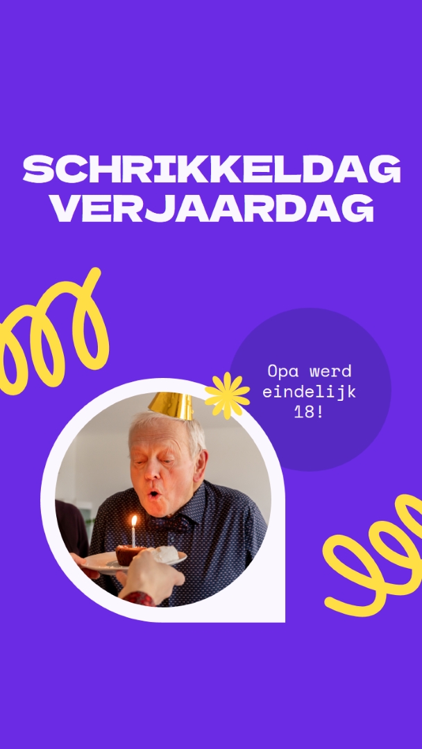 Schrikkeldag verjaardag blue bold,playful,block,circle,photo,squiggle
