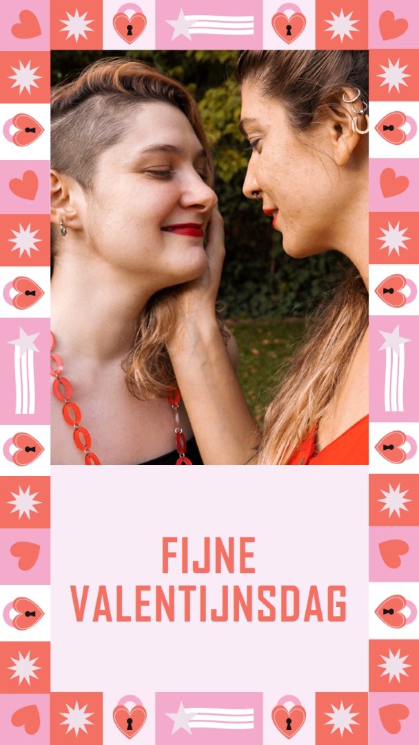 Fijne valentijnsdag pink maximalist,fun,frame,photo,pattern,shapes