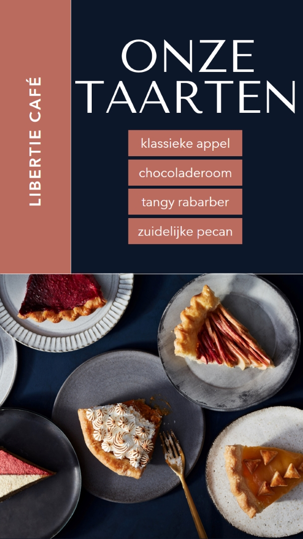 Geniet van onze taarten blue simple,classic,organized