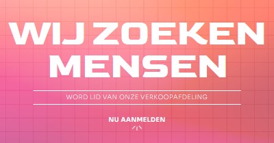 We zijn aan het inhuren - doe mee! pink simple,bold,gradient,grid,minimal,bright