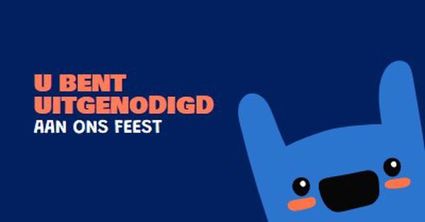 U bent uitgenodigd voor ons feest blue whimsical,bold,monster