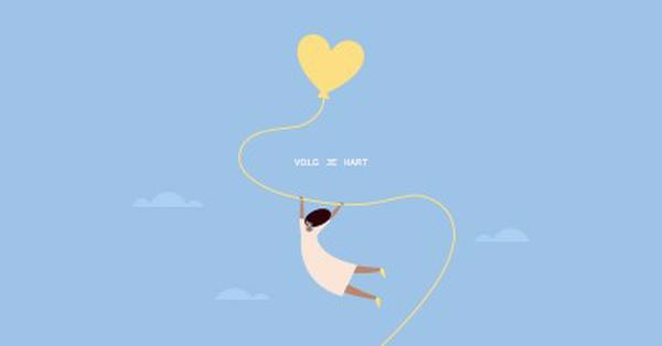 Volg je hart blue cute,whimsical,balloon,rustic,playful,simple