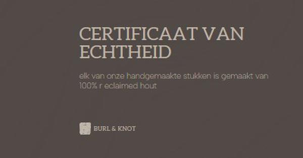 Certificaat van echtheid brown modern,elegant,texture,organic,duotone,typographic