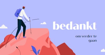 Bedankkaartje aan werknemer blue simple,inspiring,mountain,graphic,illustration,bold