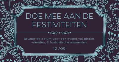 Doe mee aan de festiviteiten blue elegant,classic,floral