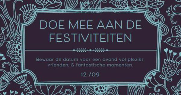 Doe mee aan de festiviteiten blue elegant,classic,floral