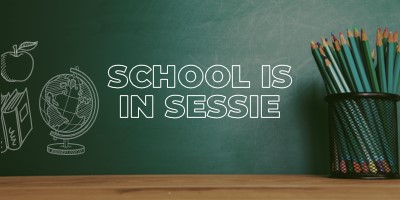 School is in sessie green modern-simple