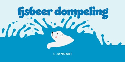 Gelukkige ijsbeer dompeldag blue whimsical-color-block