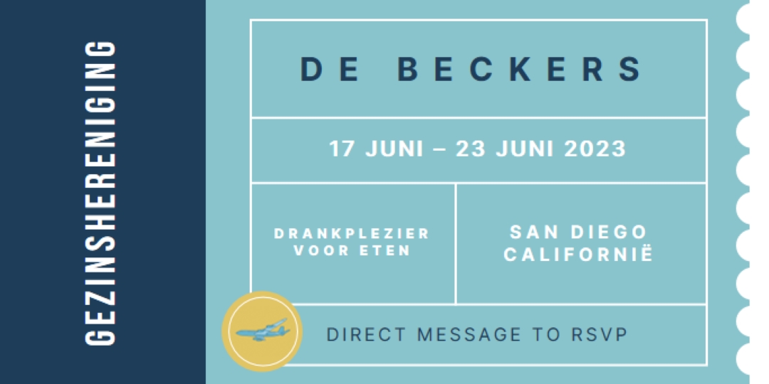 Ticket voor de reünie blue modern-bold