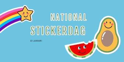 Gelukkige nationale stickerdag blue whimsical-color-block