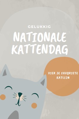 Gelukkige Nationale Kattendag gray organic-simple