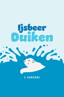 Gelukkige ijsbeer dompeldag blue whimsical-color-block