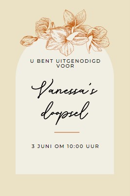 Doop uitnodigen yellow vintage-botanical