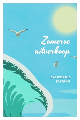 Aankondiging zomeraankondiging blue vintage-retro