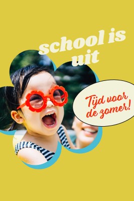 School is uit, zwembad is binnen yellow whimsical-color-block