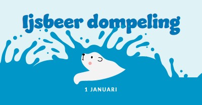 Gelukkige ijsbeer dompeldag blue whimsical-color-block