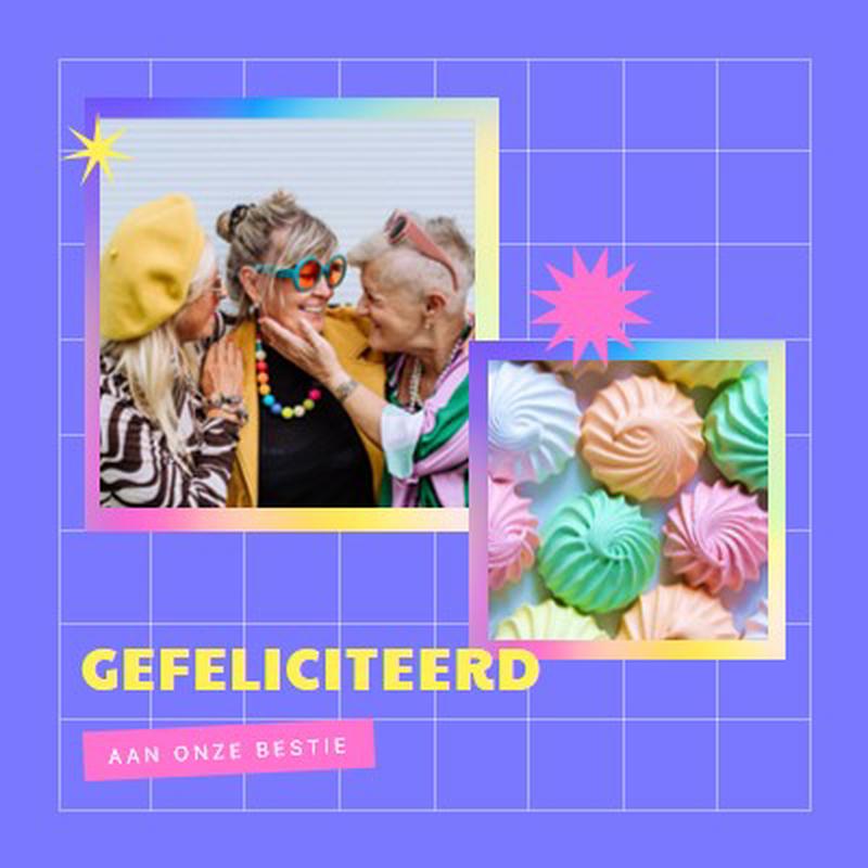 Gefeliciteerd, bestie purple bold,bright,geometric