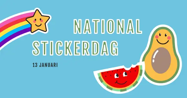 Gelukkige nationale stickerdag blue whimsical-color-block