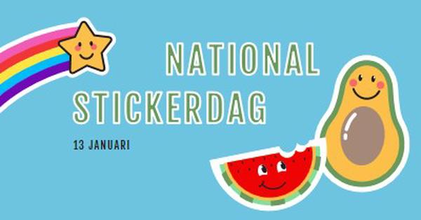 Gelukkige nationale stickerdag blue whimsical-color-block