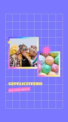 Gefeliciteerd, bestie purple bold,bright,geometric