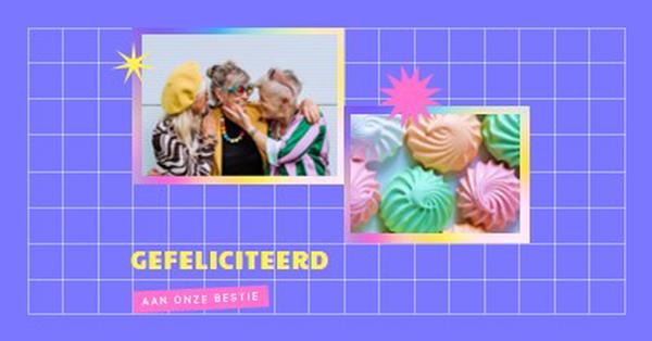 Gefeliciteerd, bestie purple bold,bright,geometric