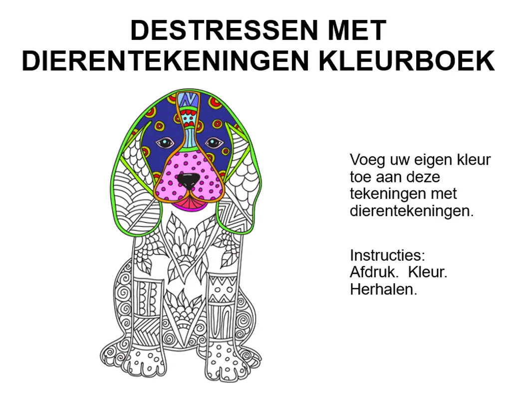 Dierlijke doodles ontstress kleurboek organic boho