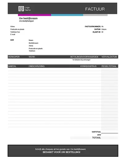 Servicefactuur (met blauwe kleurovergang) modern-simple