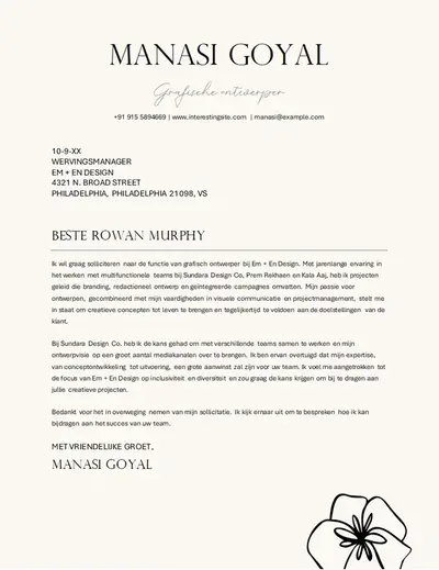 Begeleidende brief met elegant grafisch ontwerp