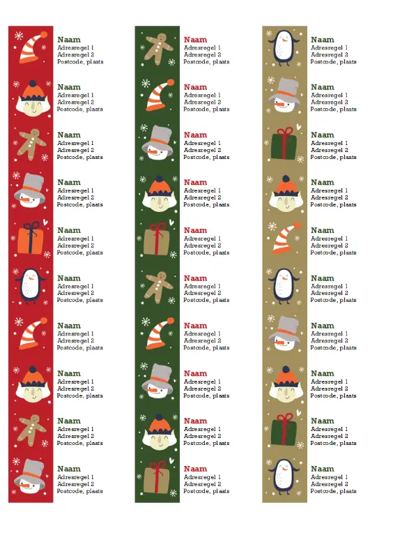 Adresetiketten (ontwerp Kerstgedachte, 30 per pagina, compatibel met Avery 5160) green whimsical color block