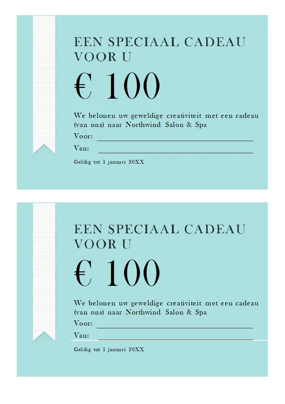Cadeaubon met lint modern-simple