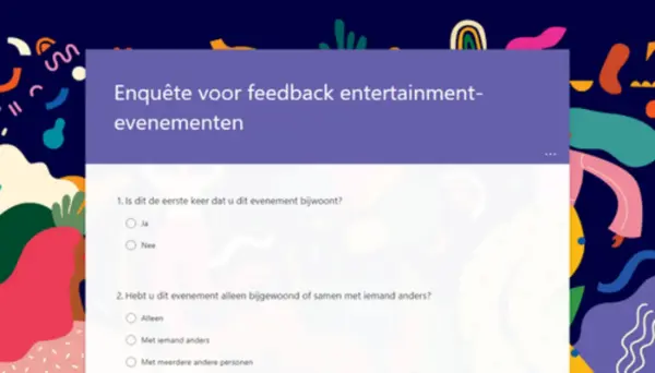 Enquête voor feedback op entertainment-evenementen purple