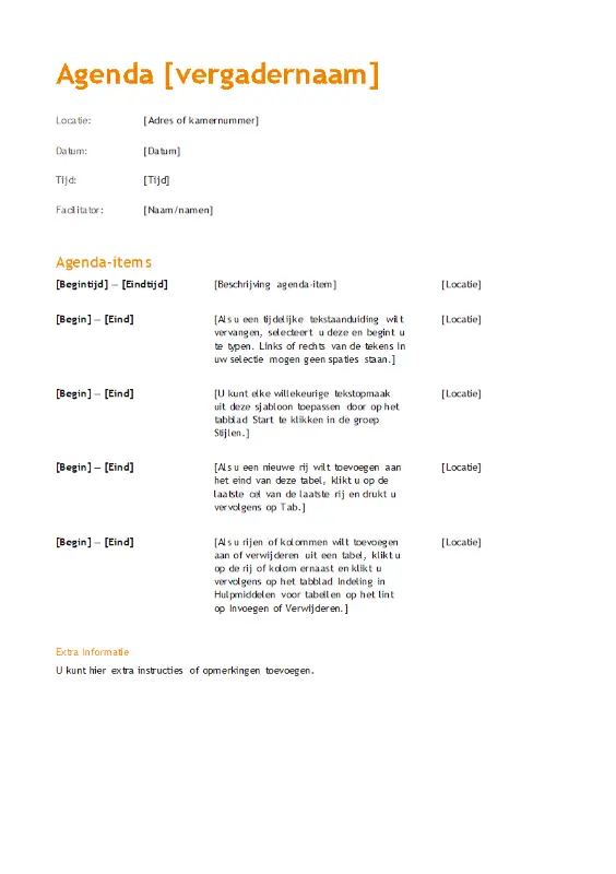 Agenda van zakelijke vergadering (oranje ontwerp) modern simple