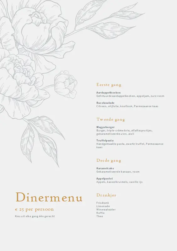 Elegante menukaart vintage-botanical