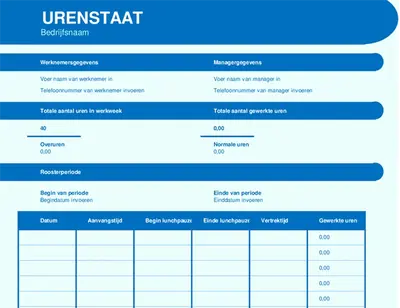 Elementaire urenstaat modern simple