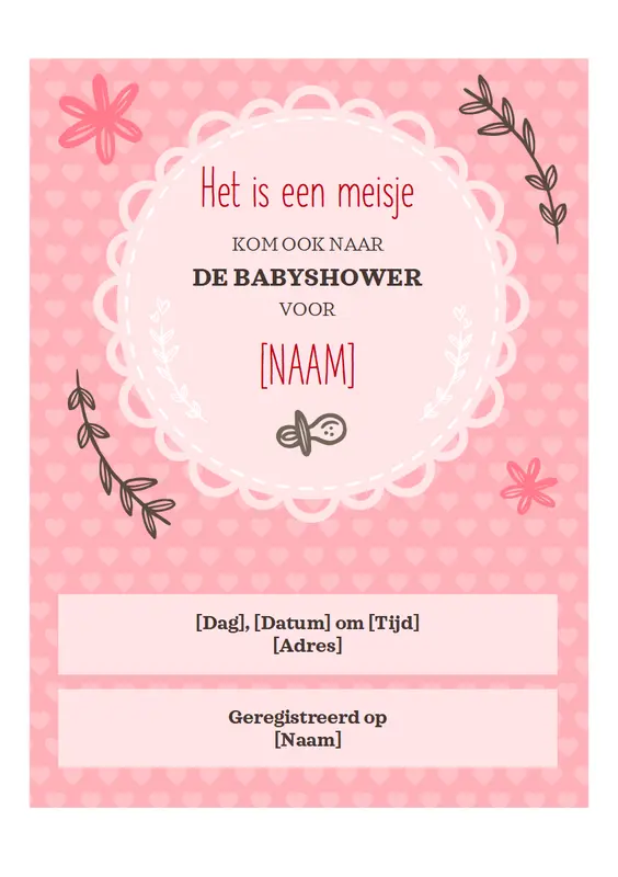 Uitnodiging voor babyshower (meisje) whimsical-color-block