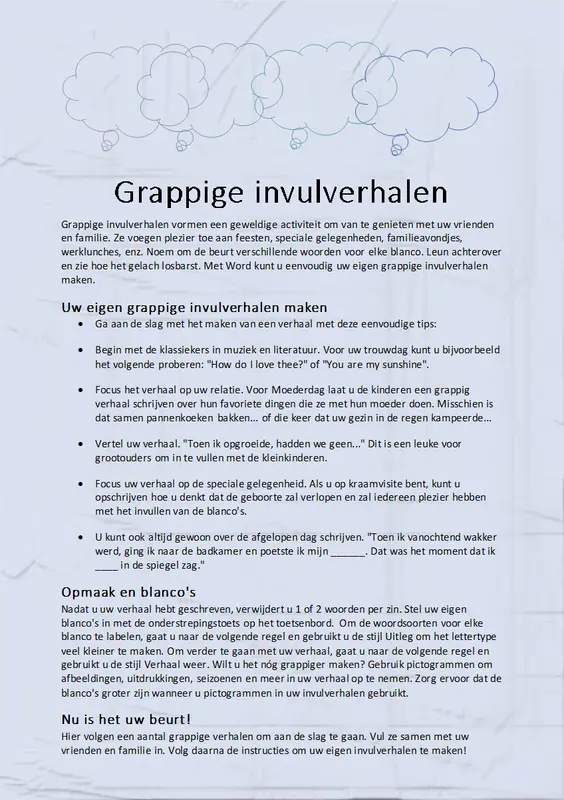 Grappig invulverhaal modern simple