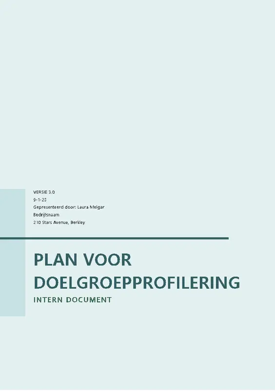 Profileringsplan voor doelgroep modern simple