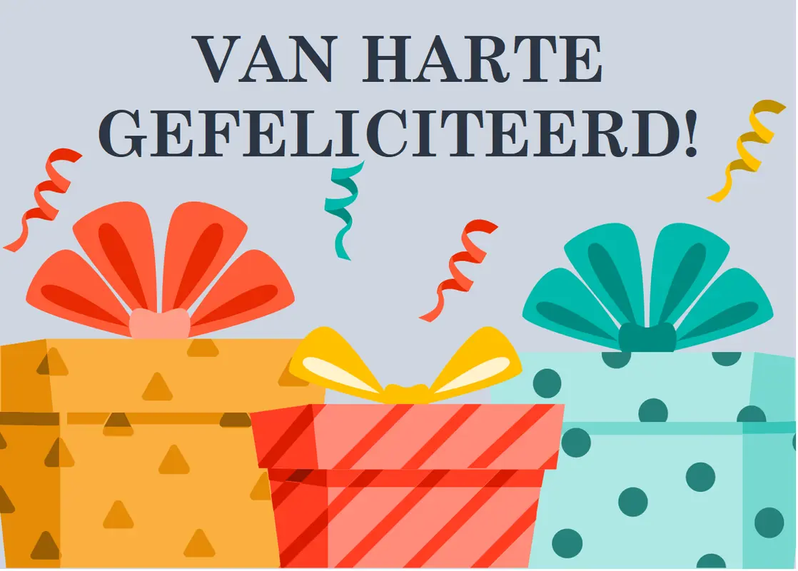 Verjaardagskaart met leuke cadeaus modern-simple
