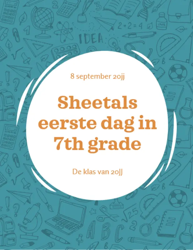 Borden voor eerste schooldag blue whimsical line