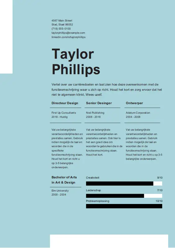 Opgeruimd, elegant CV modern simple