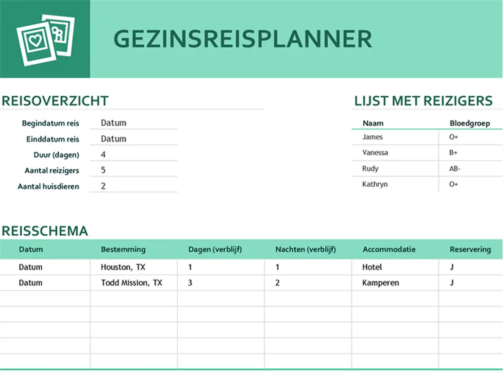 Gezinsreisplanner modern simple