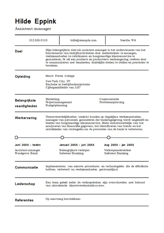 Klassiek management-cv