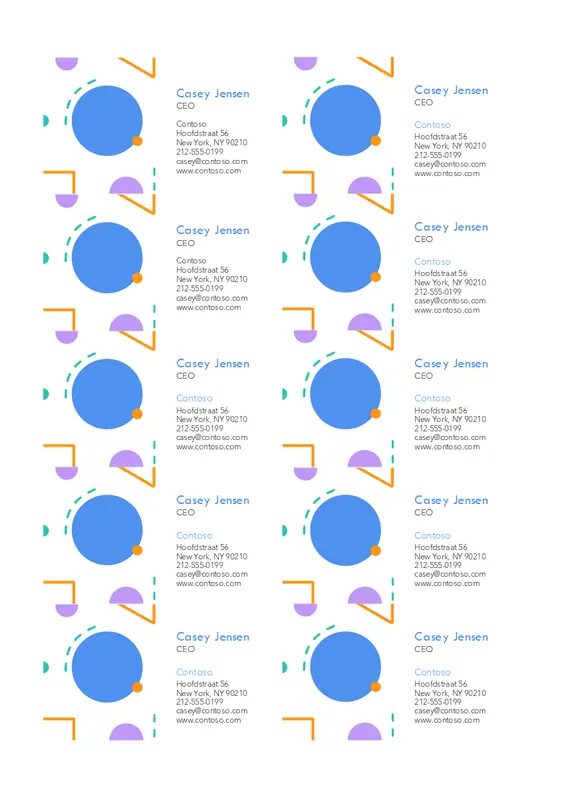Visitekaartjes in jaren 80-stijl modern-geometric