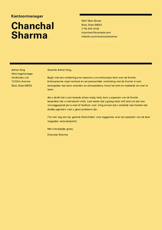 Begeleidende brief Zwitsers ontwerp modern simple